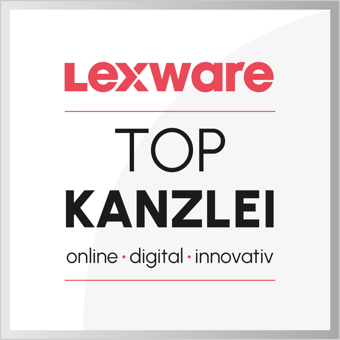 Logo von Lexware mit der Aufschrift 'TOP KANZLEI' in rot und schwarz auf weißem Hintergrund.